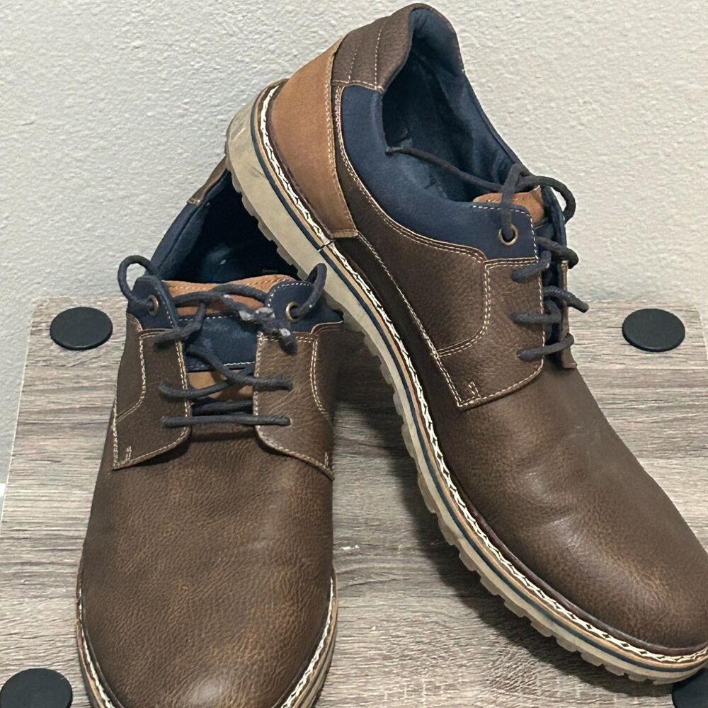 Freeman Jaxson Men M Brown Navy Casual Oxford Shoes Memory Foam F220083 US 13